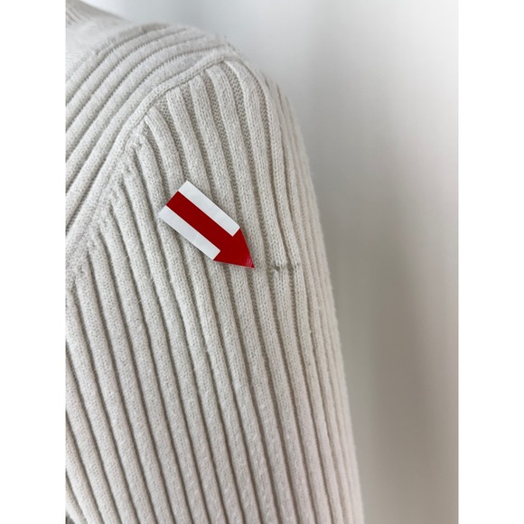 Pietro Brunelli Milano Ribbed Knit Long Sleeve V Neck Midi Dress Cream M - Picture 5 of 6